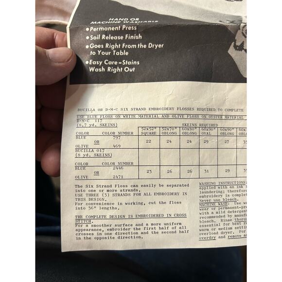 Vintage complete embroidery kit Lee Wards Rose Harmony 58”x78” rect tablecloth - Picture 2 of 6